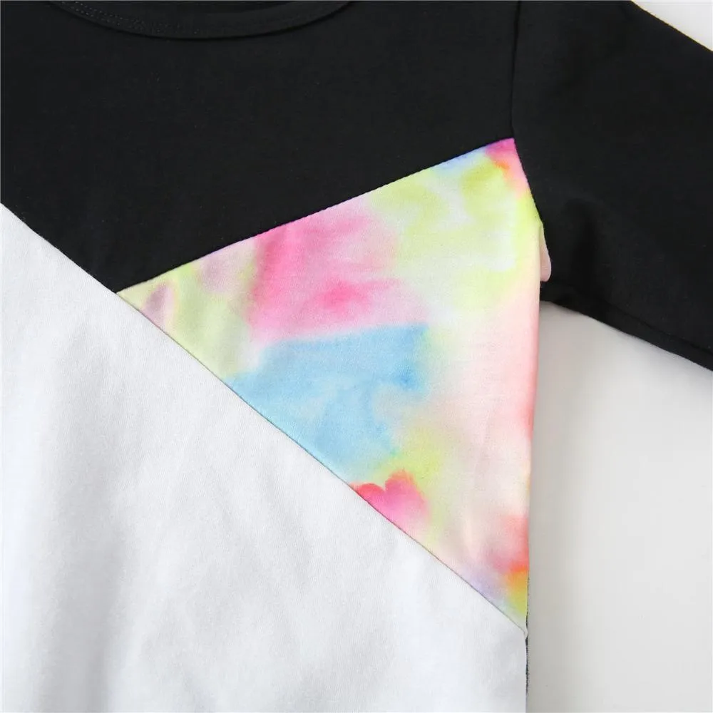 Girls Long Sleeve Tie Dye Color Block Top & Pants Kids Wholesale Clothing Warehouse