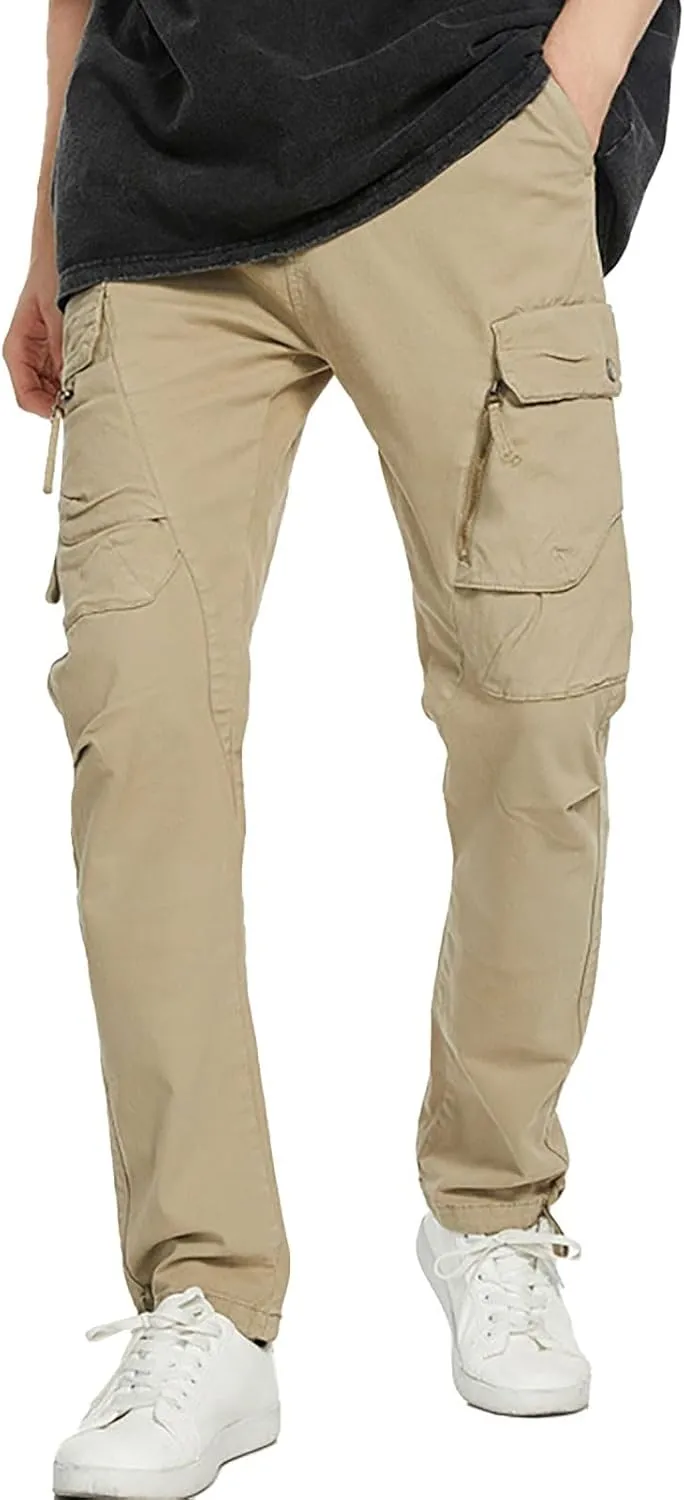 Golf Pants Men Stretch Relaxed Fit Classic Cargo Sweatpants Stretch Waistband Workout Joggers Athletic Hiking Pants