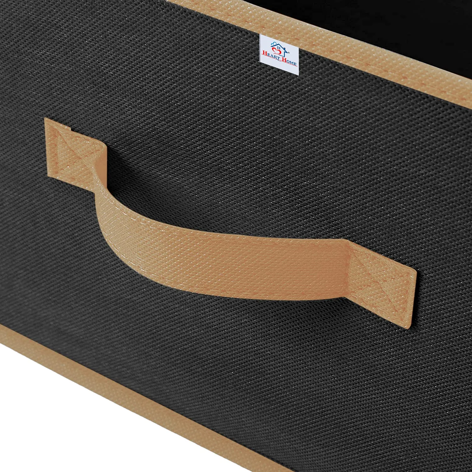Heart Home Non-Woven Rectangular Flodable Cloth Storage Box, Pack of 2 (Black)-HS40HEARTH23913