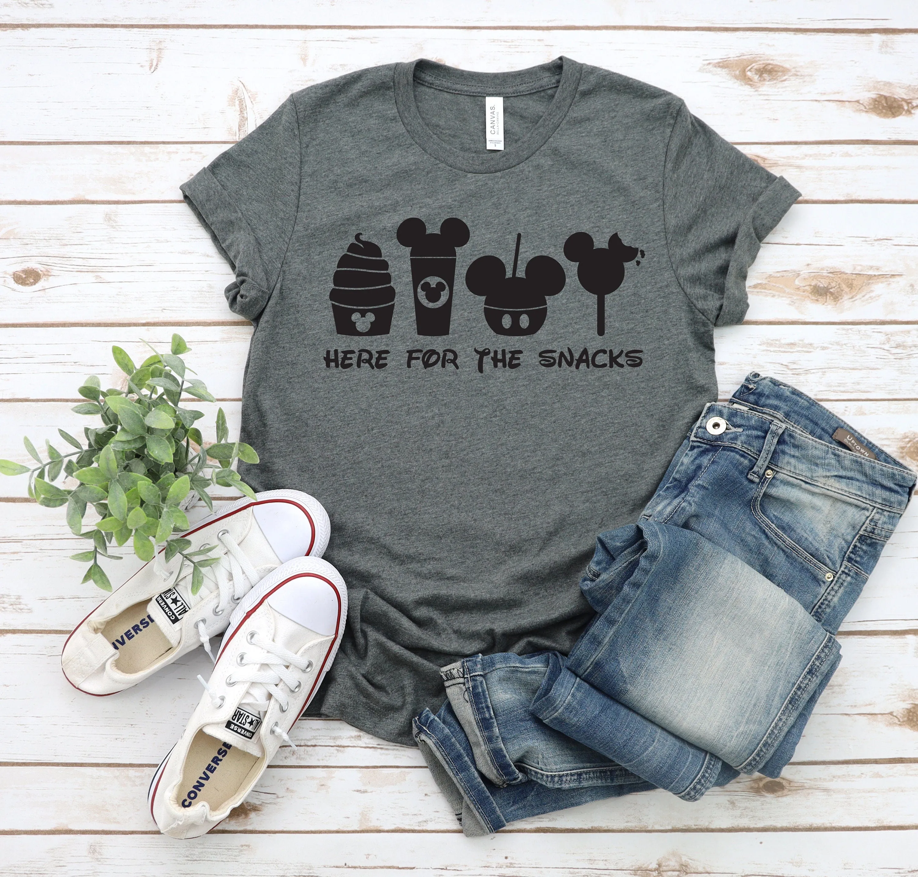 Here for the Snacks Adult Unisex Disney Snack Goals T Shirt- Disney Food Lover T Shirt - Mickey Ears Ice Cream