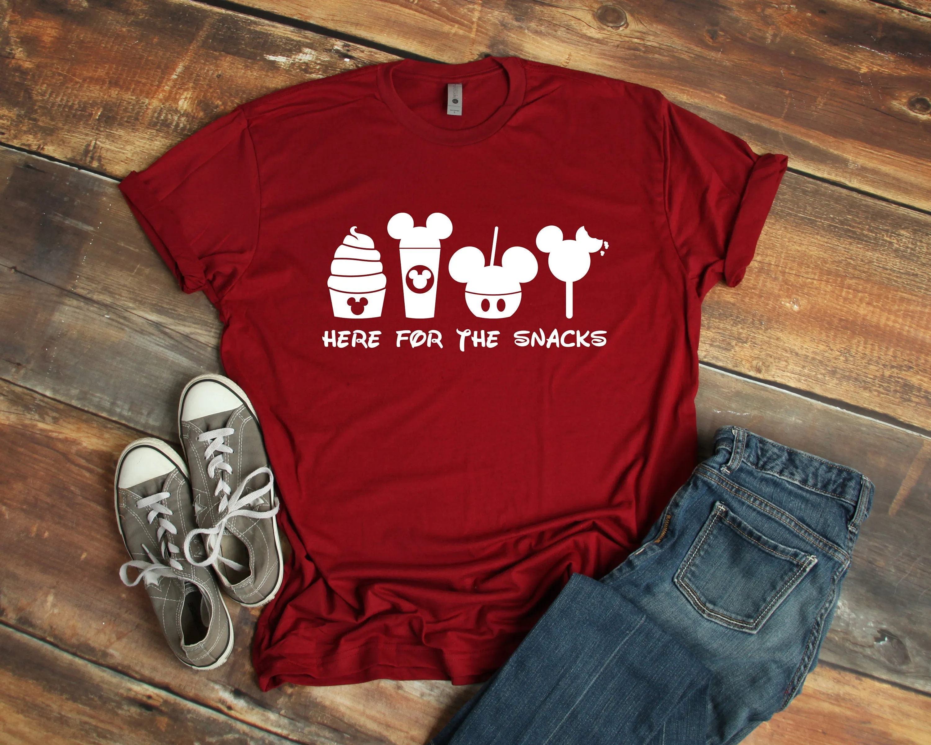 Here for the Snacks Adult Unisex Disney Snack Goals T Shirt- Disney Food Lover T Shirt - Mickey Ears Ice Cream
