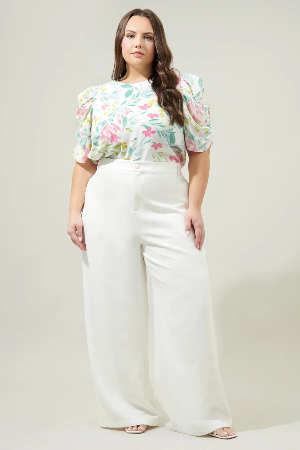 Jacinda Floral Beverly Drape Sleeve Blouse Curve