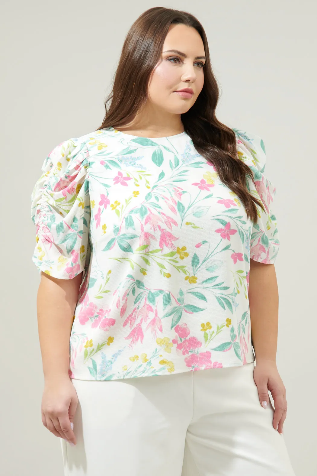 Jacinda Floral Beverly Drape Sleeve Blouse Curve