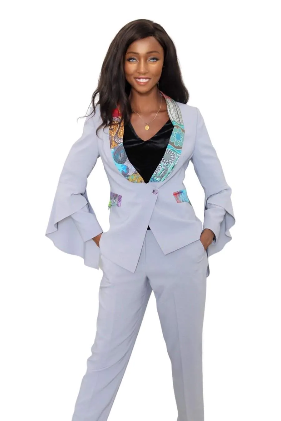 Light Grey Office Ankara Jacket