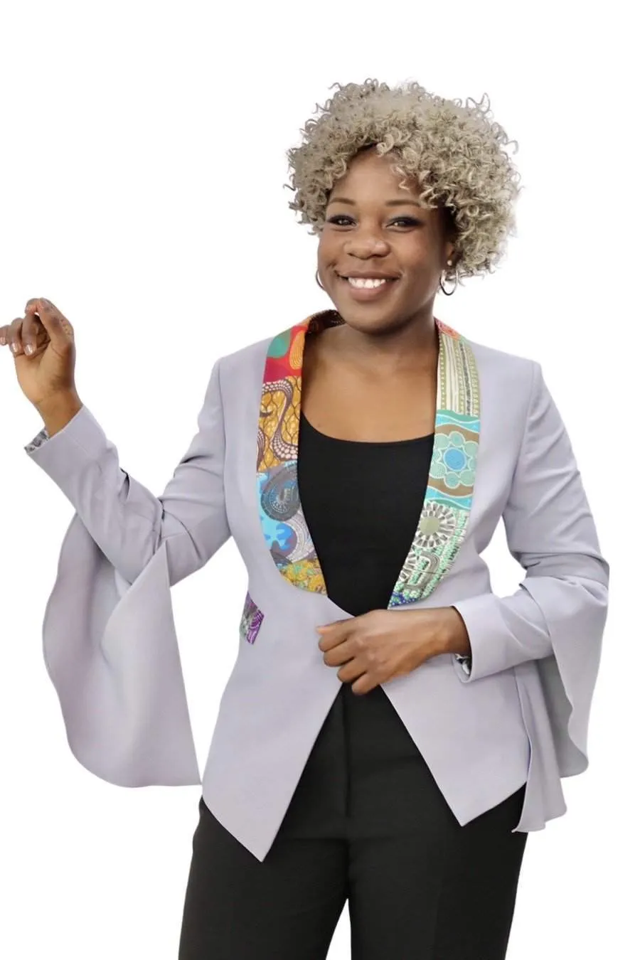 Light Grey Office Ankara Jacket