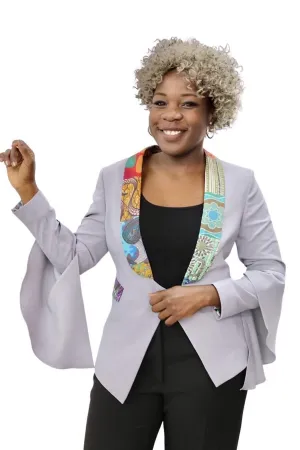 Light Grey Office Ankara Jacket