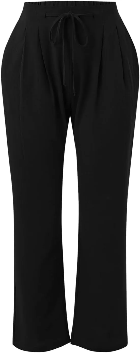 Linen Pants for Women Women's Lightweight Linen Pants - Relaxed Fit Elastic Waist Summer Casual Long Trousers