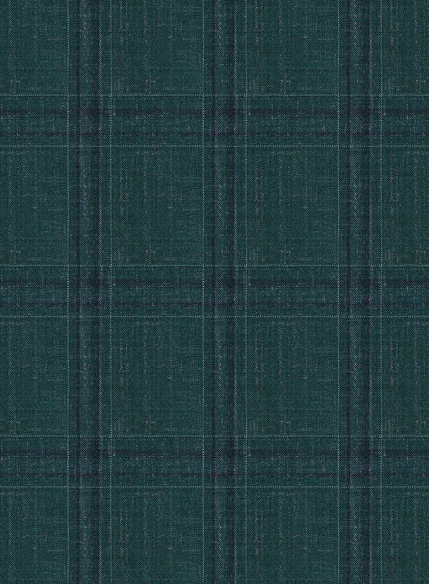 London Loom Green Check Wool Silk Linen Jacket