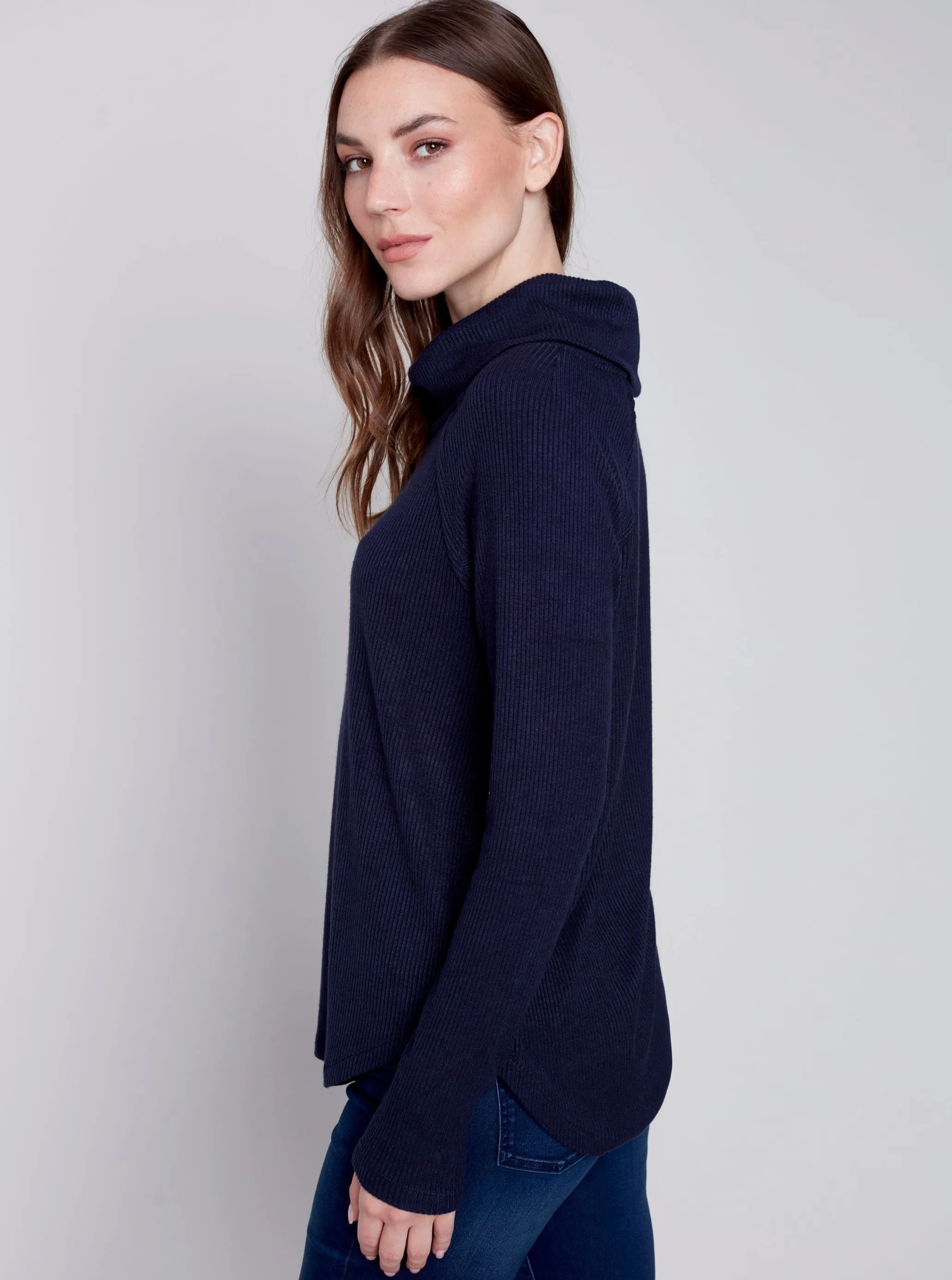 Long Sleeve Soft Rib Top [Navy-C1280]