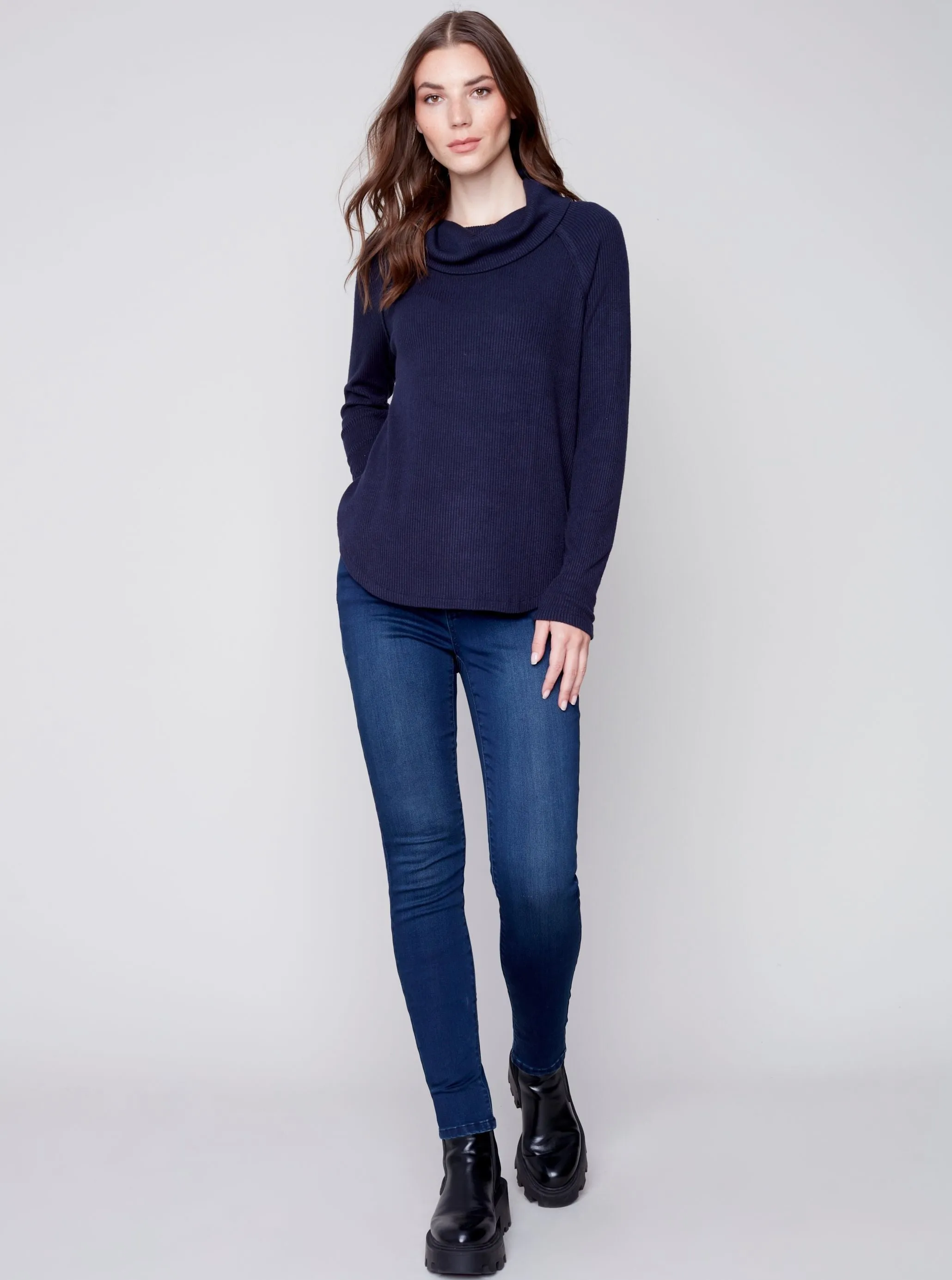 Long Sleeve Soft Rib Top [Navy-C1280]
