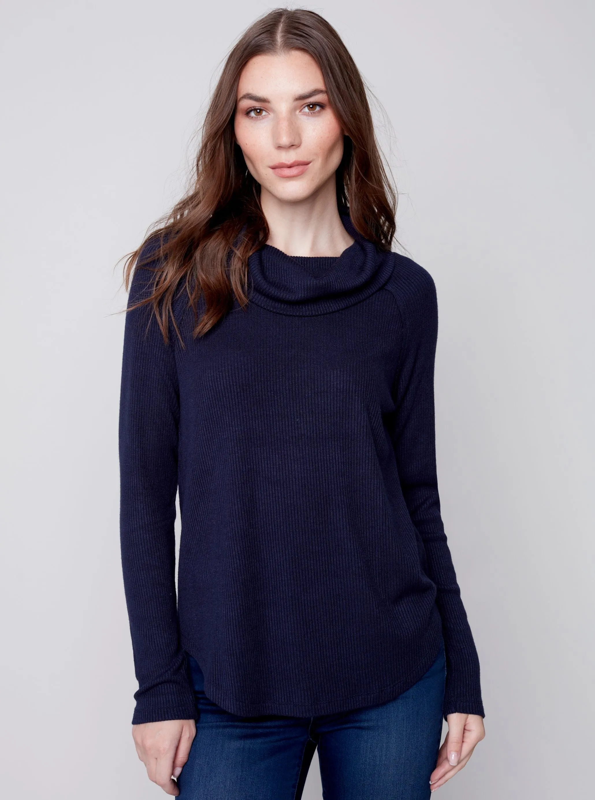 Long Sleeve Soft Rib Top [Navy-C1280]
