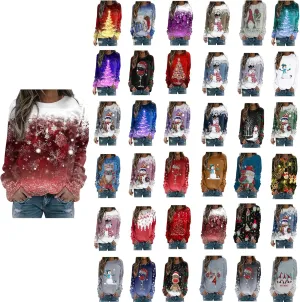 maisdgop Ugly Christmas Sweater Women Pretty Printed Crewneck Blouse Winter Holiday Sweatshirts Casual Long Sleeve Pullover