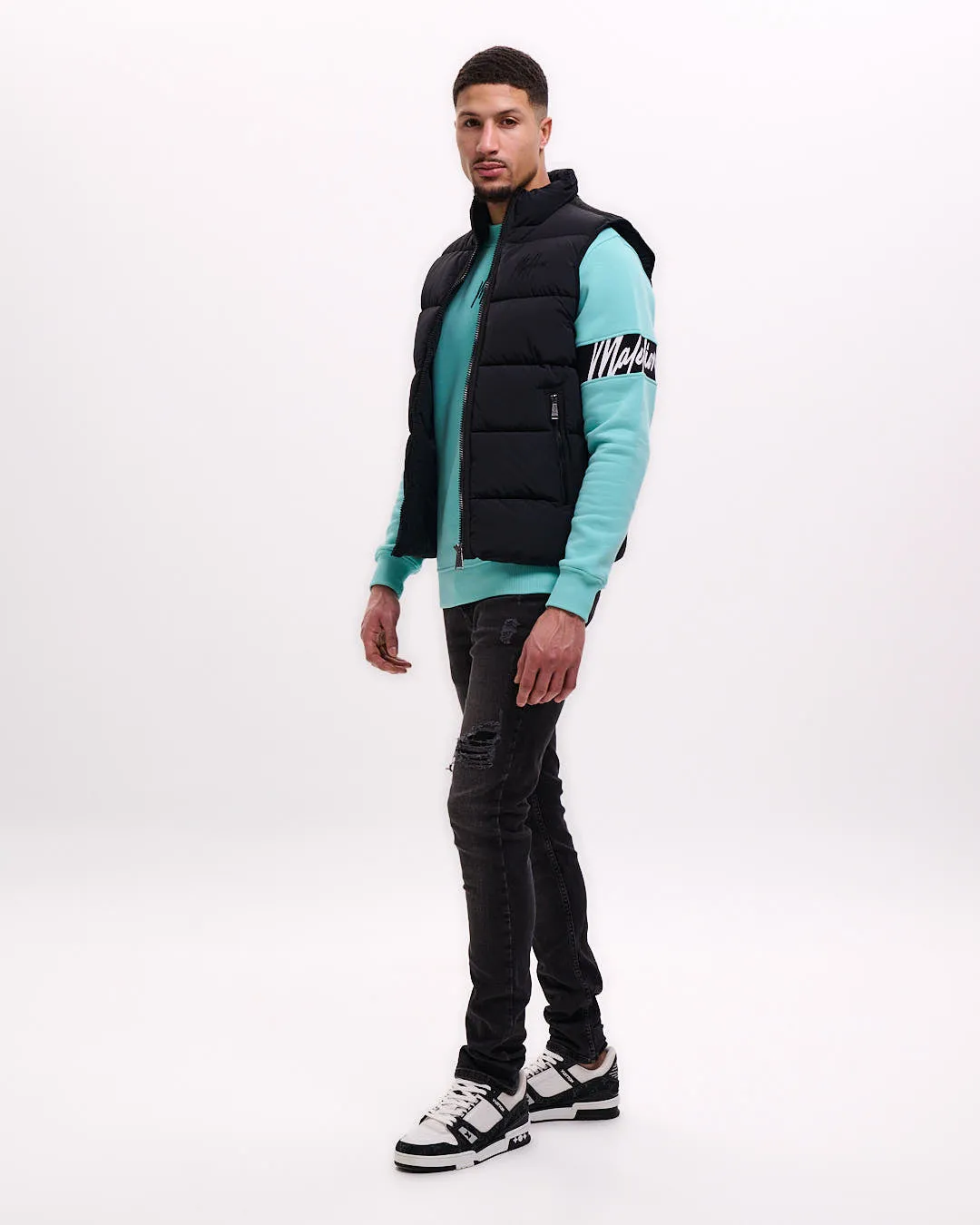 Malelions Men Matt Crinkle Padded Vest | Black