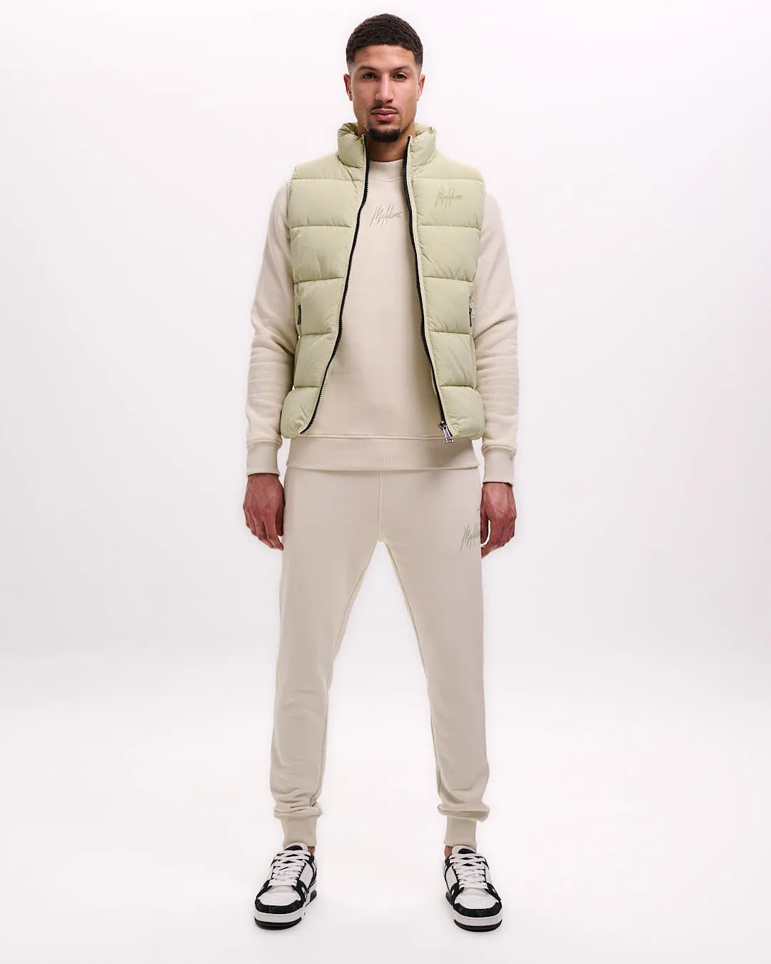 Malelions Men Matt Crinkle Padded Vest | Light Green