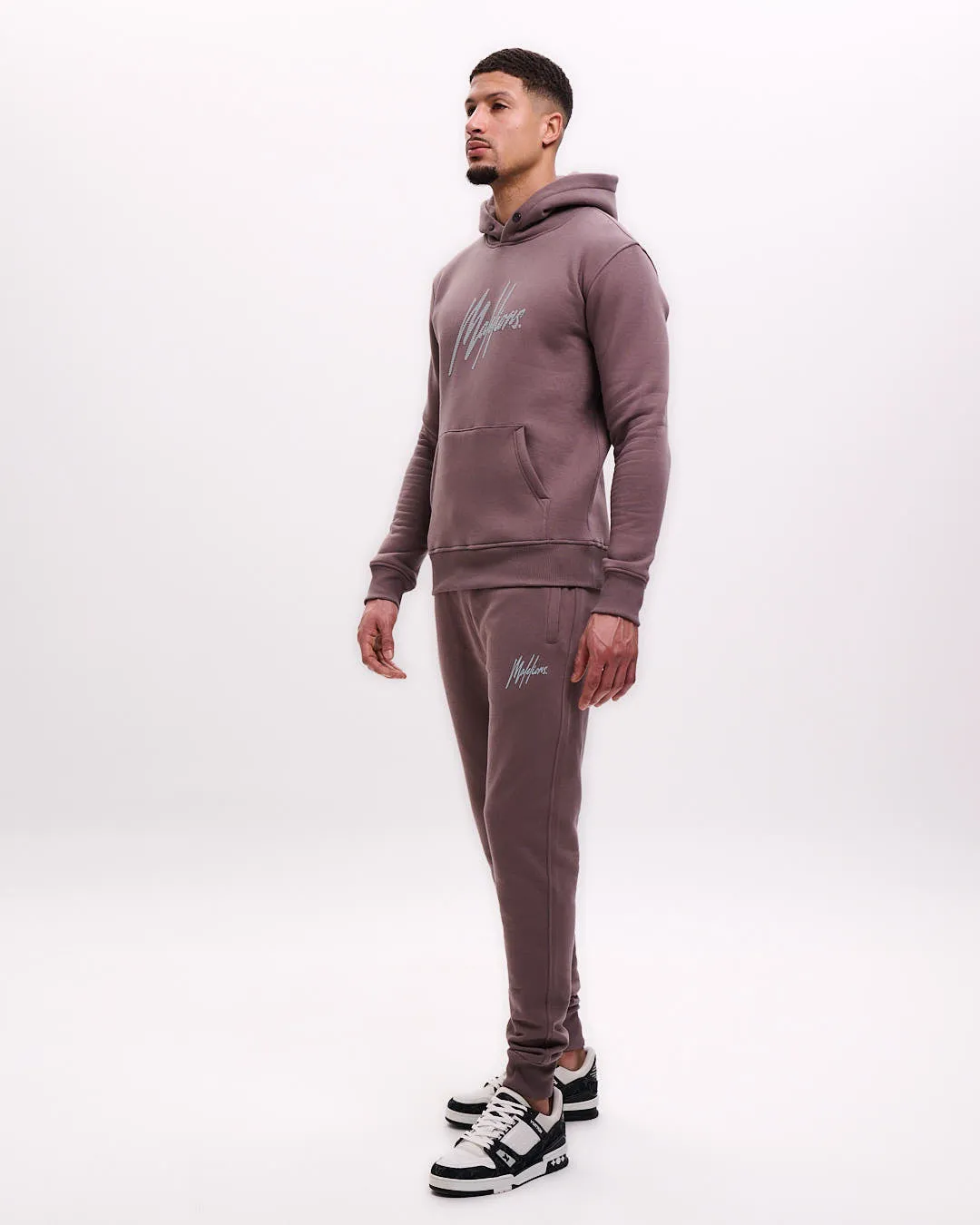 Malelions Men Striped Signature Hoodie | Stone Brown