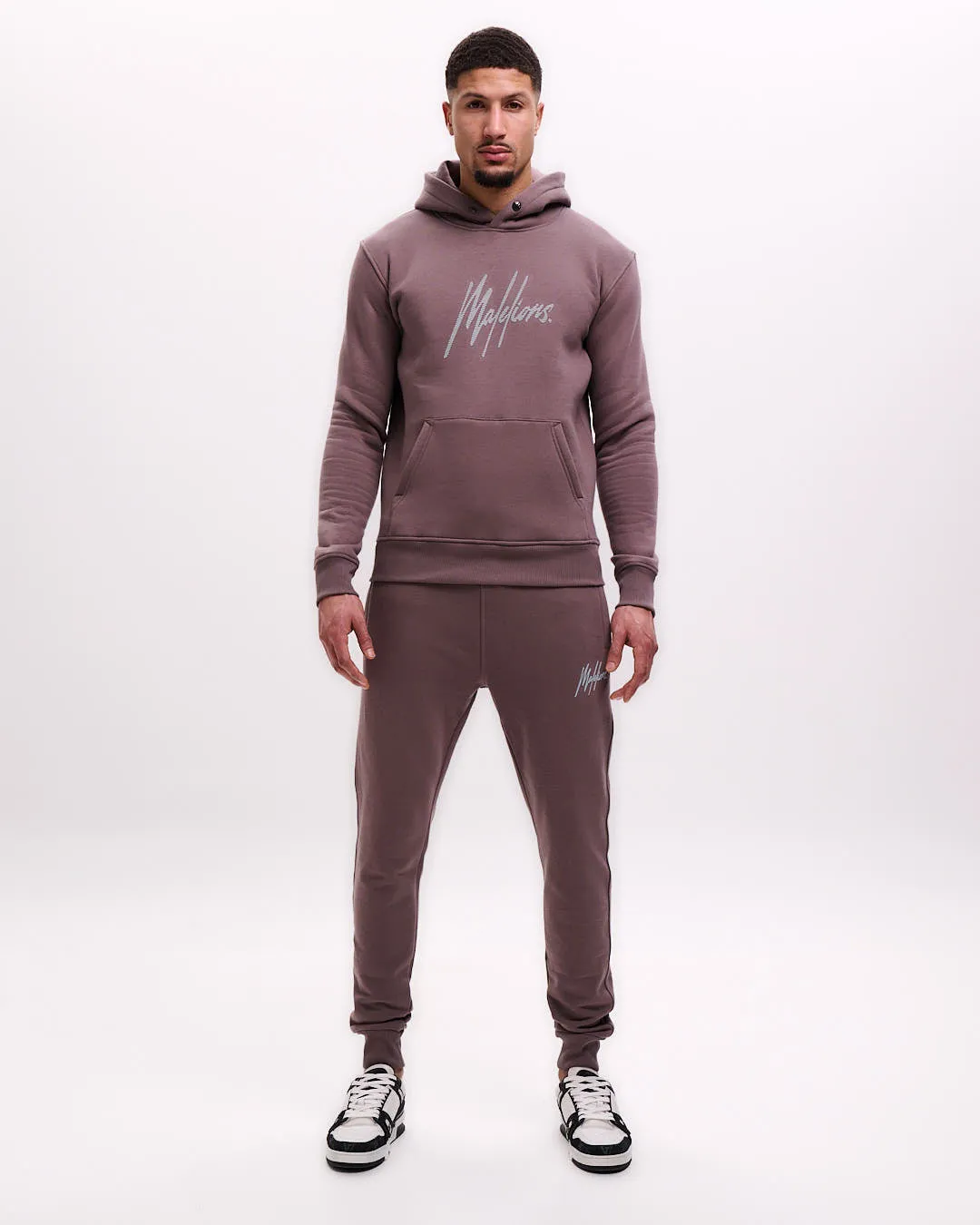 Malelions Men Striped Signature Hoodie | Stone Brown