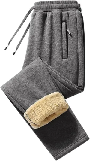 Men's Fleece Cargo Sweatpants Drawstring Baggy Wide Straight Leg Relaxed Fit Overalls Outdoor Yoga Trousers