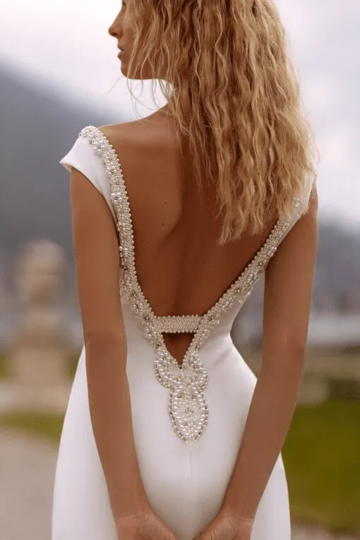 Mermaid Wedding Dress - Open Back Wedding Gown - Elegant Bridal Gown with Beaded Plus Size