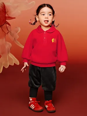 minibala Baby Unisex Comfortable, Thick and Warm Double-Faced Fleece Sweatshirt and Trousers Two-Piece Set