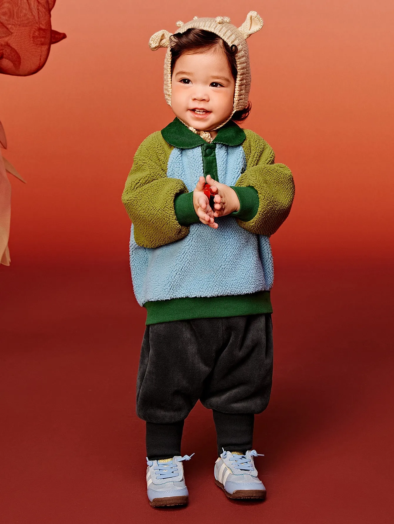 minibala Baby Unisex Comfortable, Thick and Warm Double-Faced Fleece Sweatshirt and Trousers Two-Piece Set