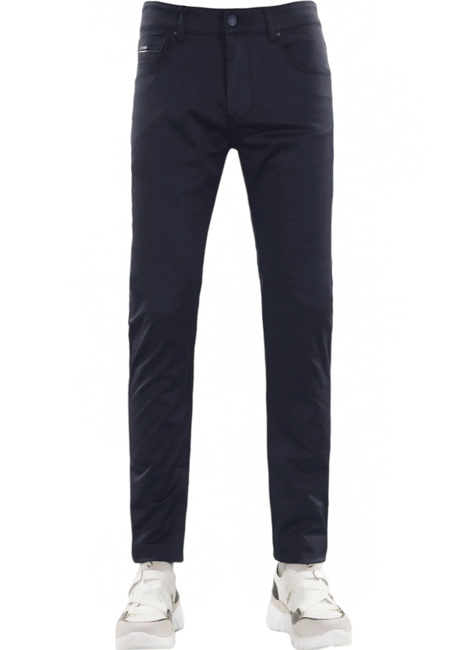 Navy Quilted Zipper Tech Pants