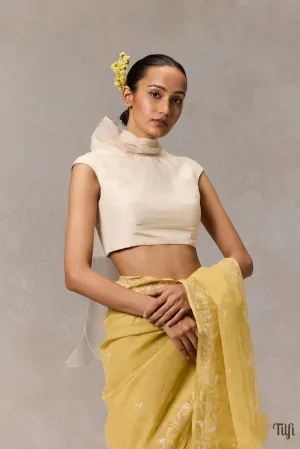 Off-White Pure Silk Organza Bow Blouse