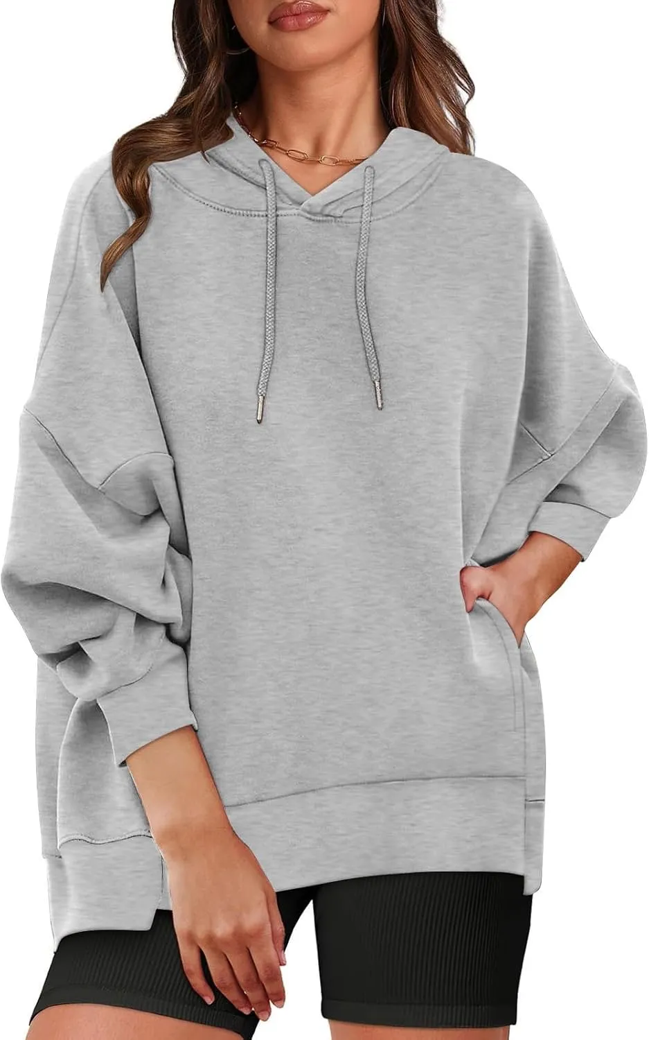 Oversized Sweatshirt for Women Plus Size Solid Color Drop Shoulder Pullover Hoodies with Pockets Fall Fashion Outfits