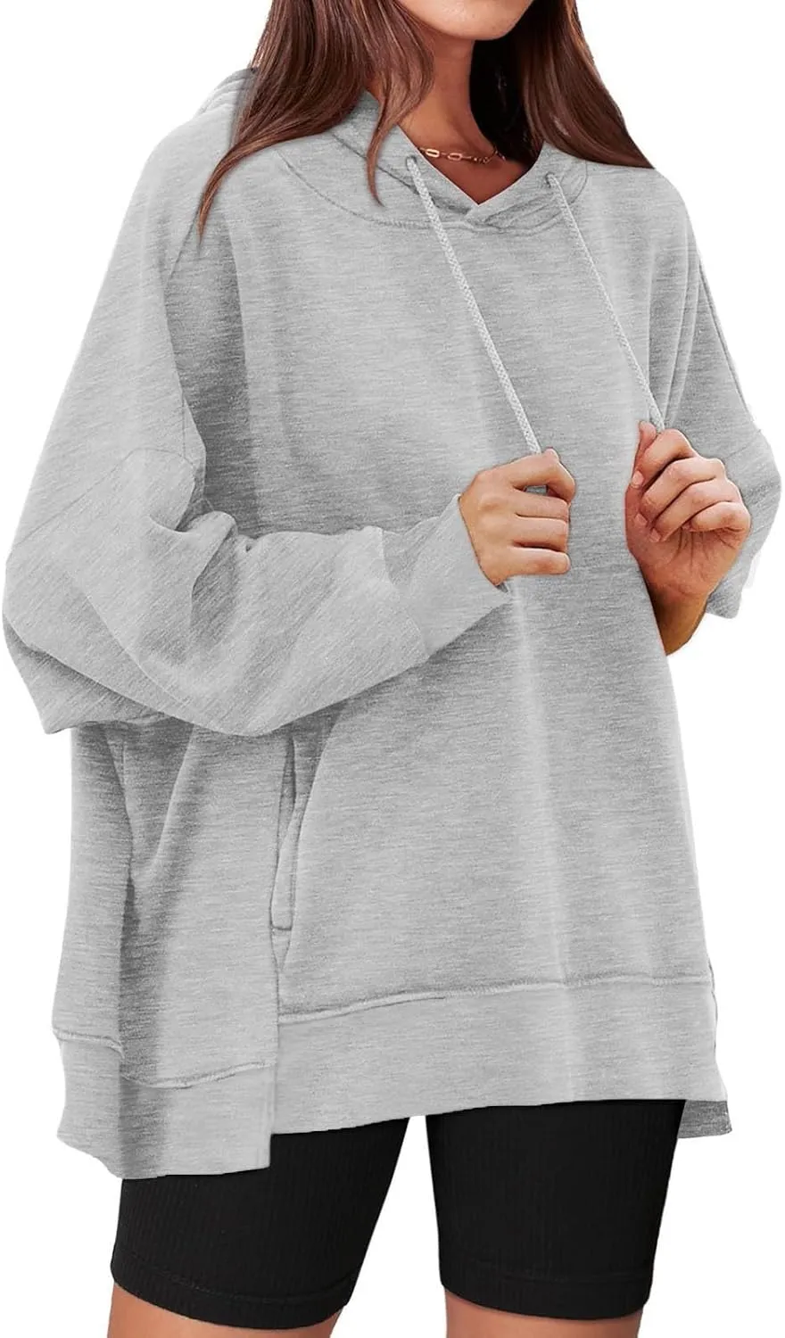 Oversized Sweatshirt for Women Plus Size Solid Color Drop Shoulder Pullover Hoodies with Pockets Fall Fashion Outfits