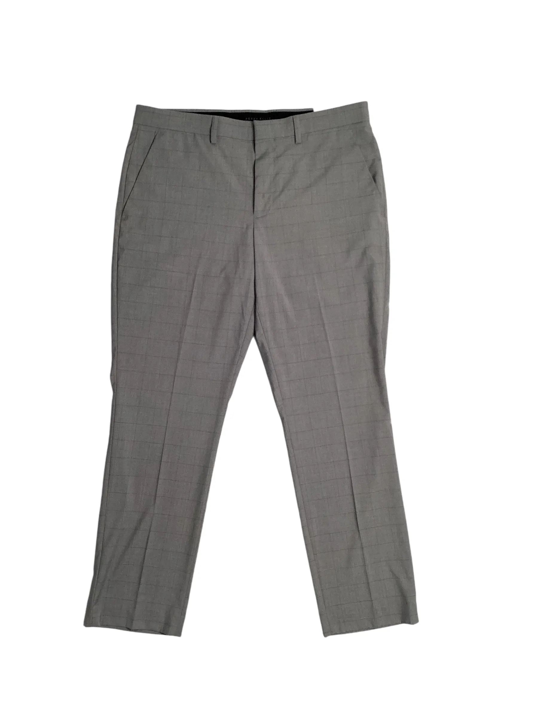 Perry Ellis Mens Slim Fit Solid Stretch Dress Pants Dark Grey 33 x 32