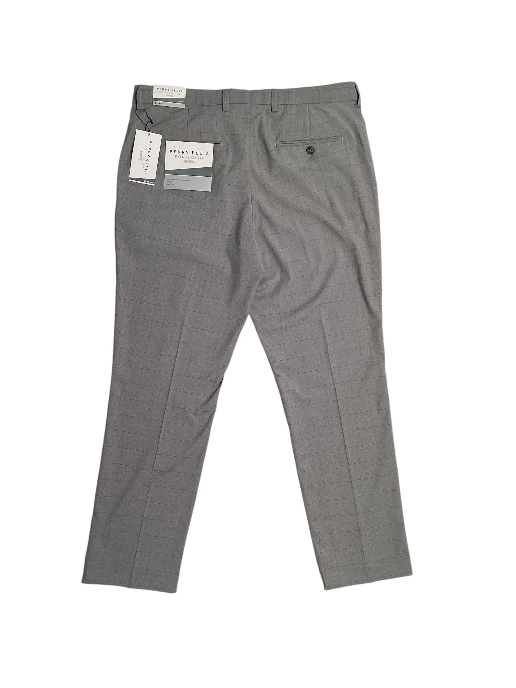 Perry Ellis Mens Slim Fit Solid Stretch Dress Pants Dark Grey 33 x 32