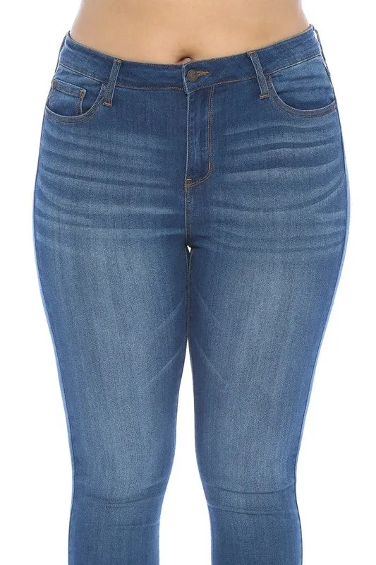 Plus size medium wash Cello skinny jeans in sizes 14-22