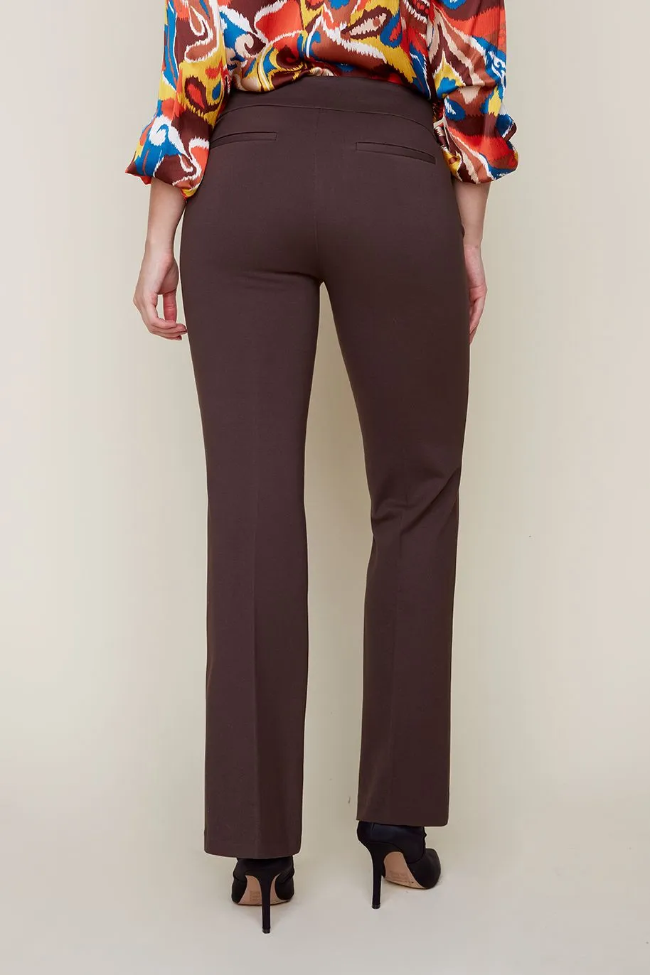 Ponte Pull On Dress Pants - Chocolate
