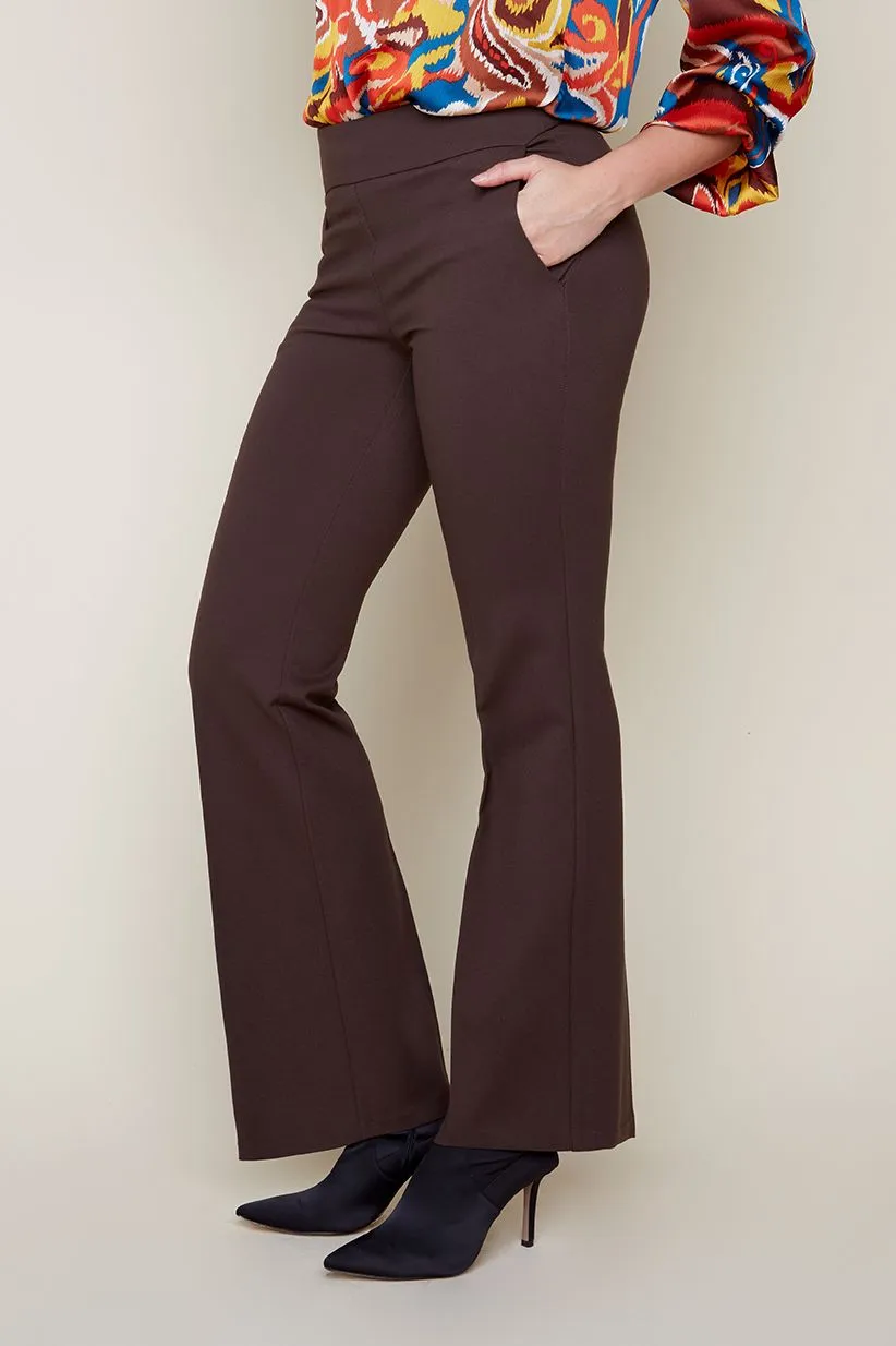 Ponte Pull On Dress Pants - Chocolate