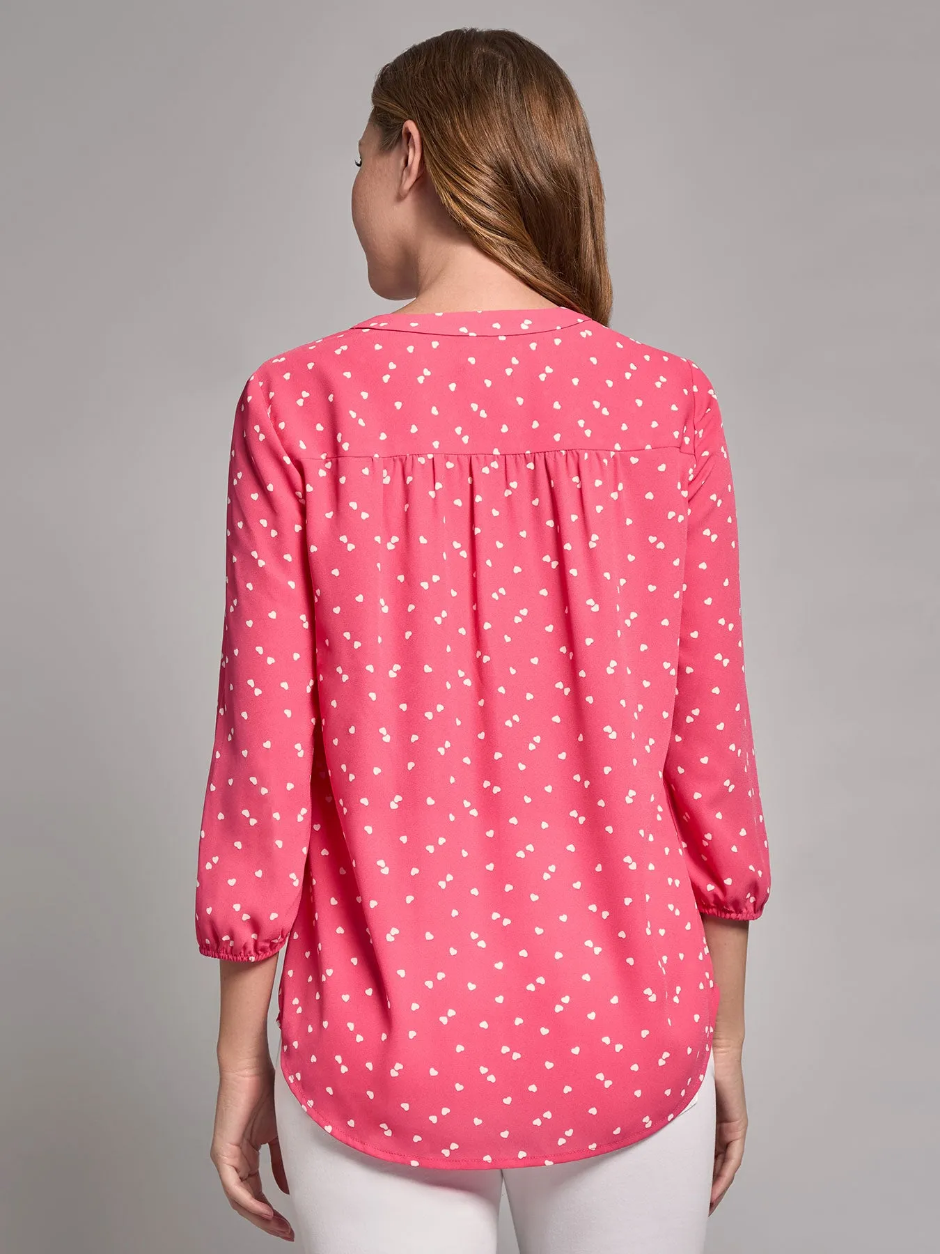 Print V-Neck Pleated Kelly Blouse