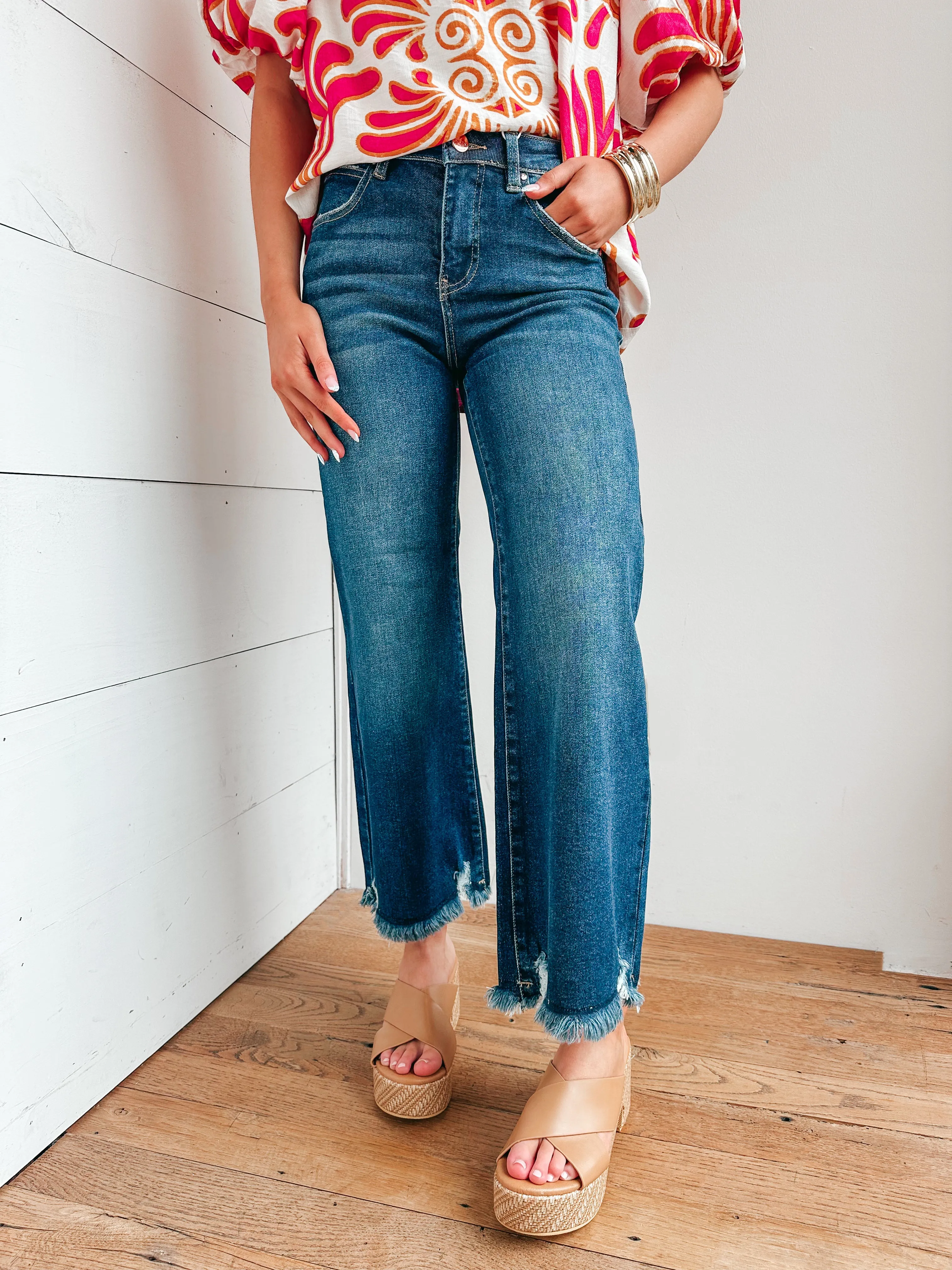 Quinn Mid Rise Crop Flare Jeans