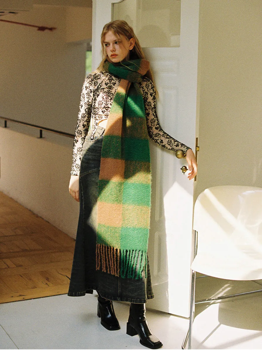 Retro Plaid Cozy Long Scarf
