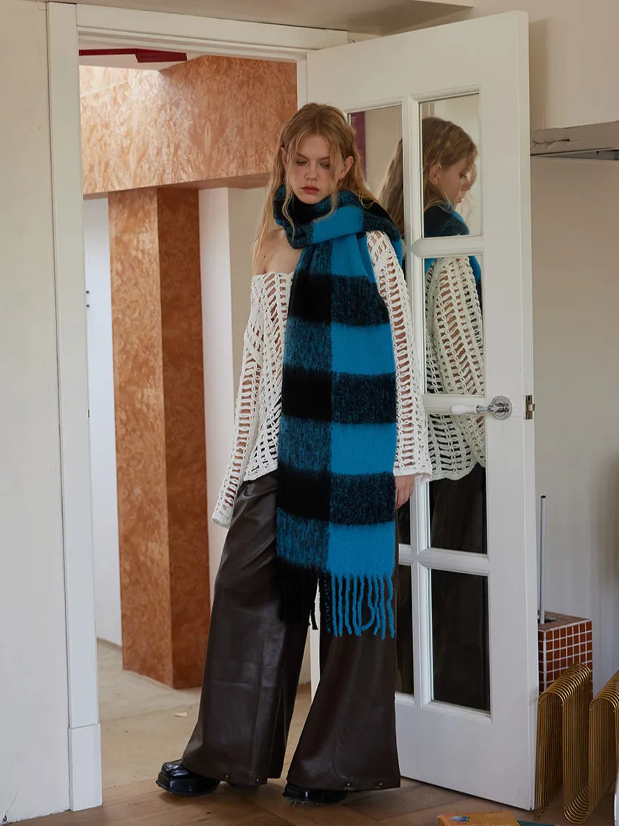 Retro Plaid Cozy Long Scarf