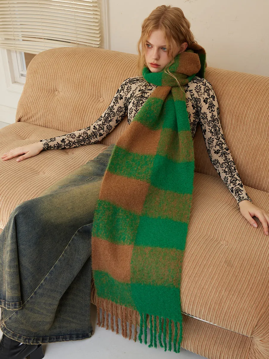 Retro Plaid Cozy Long Scarf