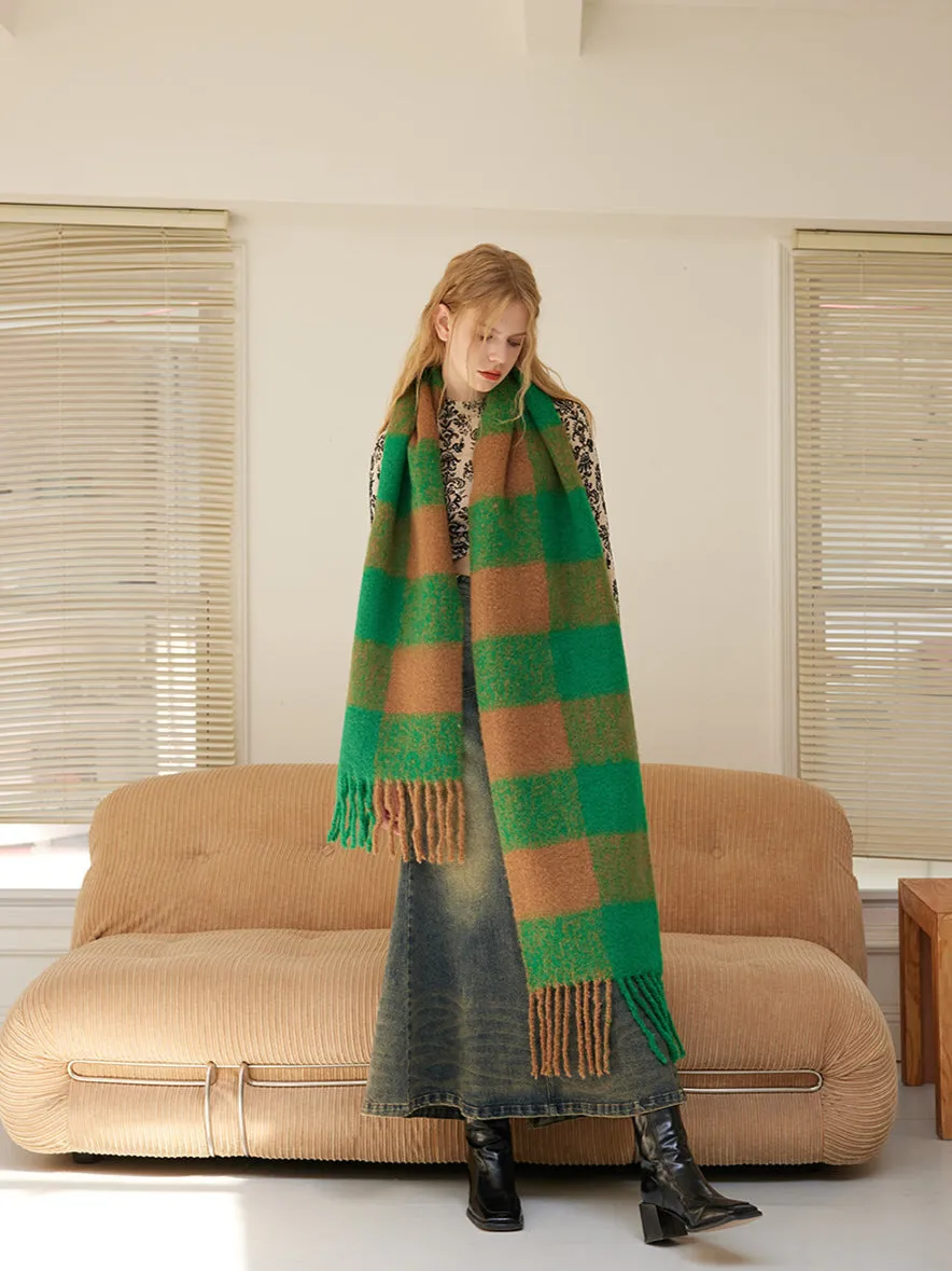 Retro Plaid Cozy Long Scarf