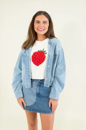 Round Neck Denim Jacket