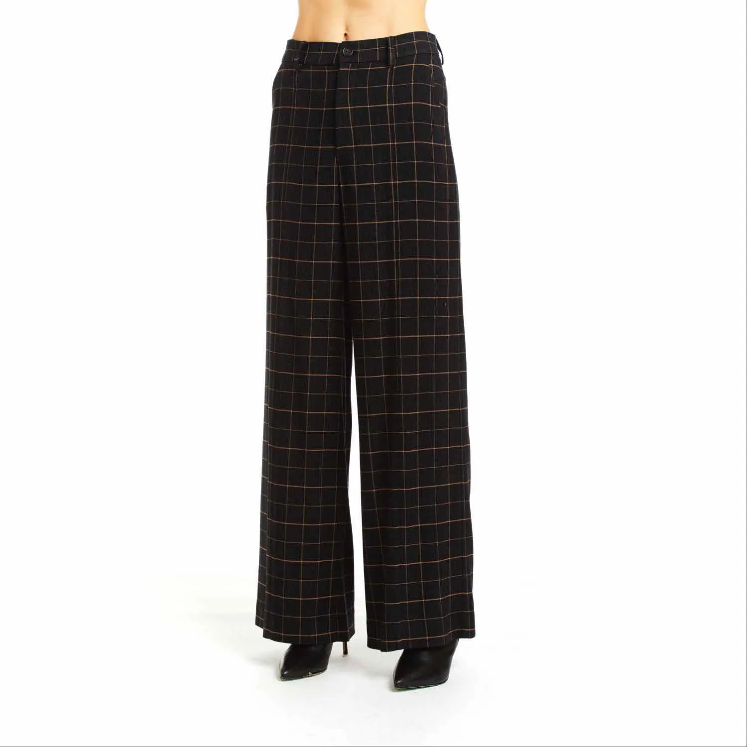 SALE! Juliette Pant in Black with Tan Windowpane Check by Drew