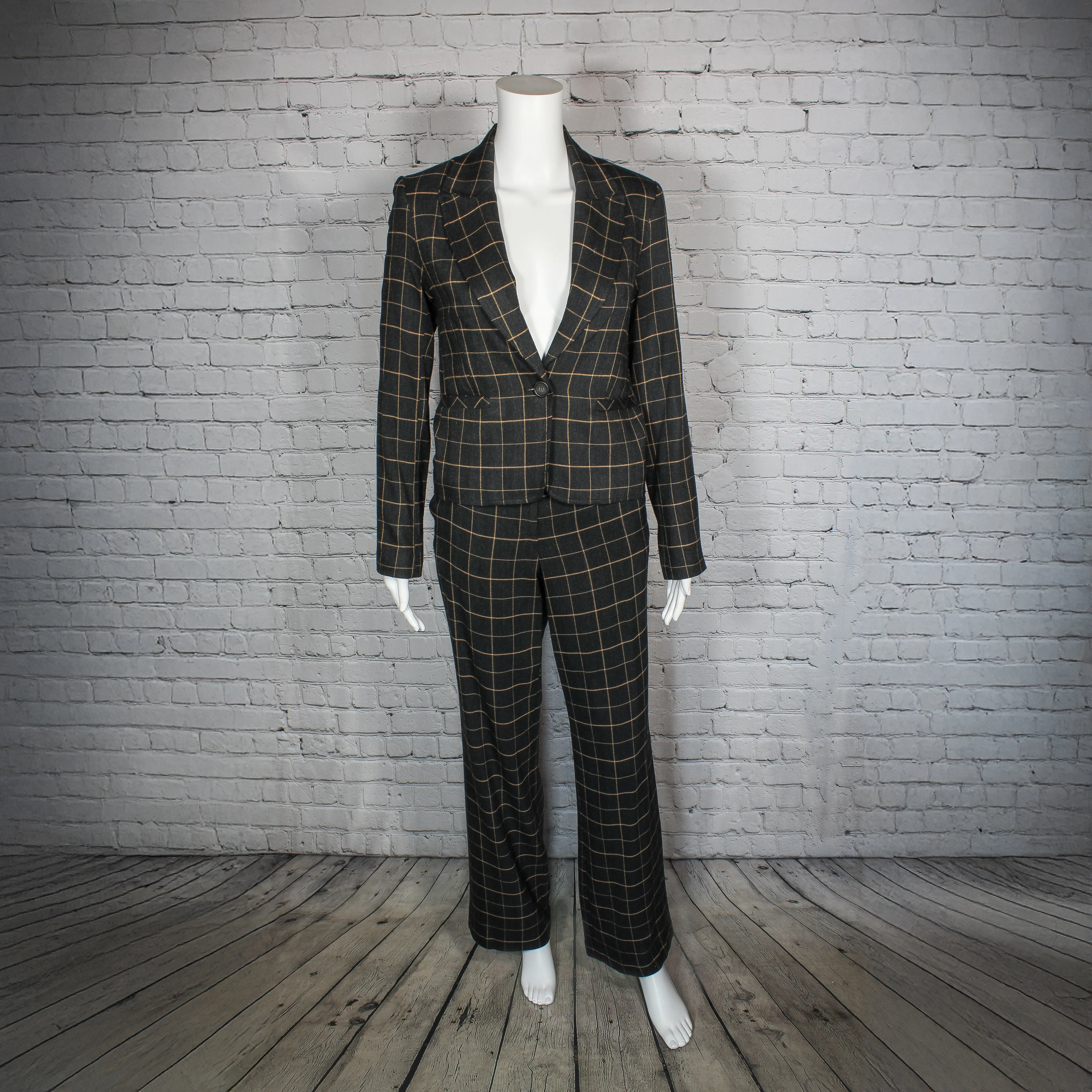 SALE! Juliette Pant in Black with Tan Windowpane Check by Drew