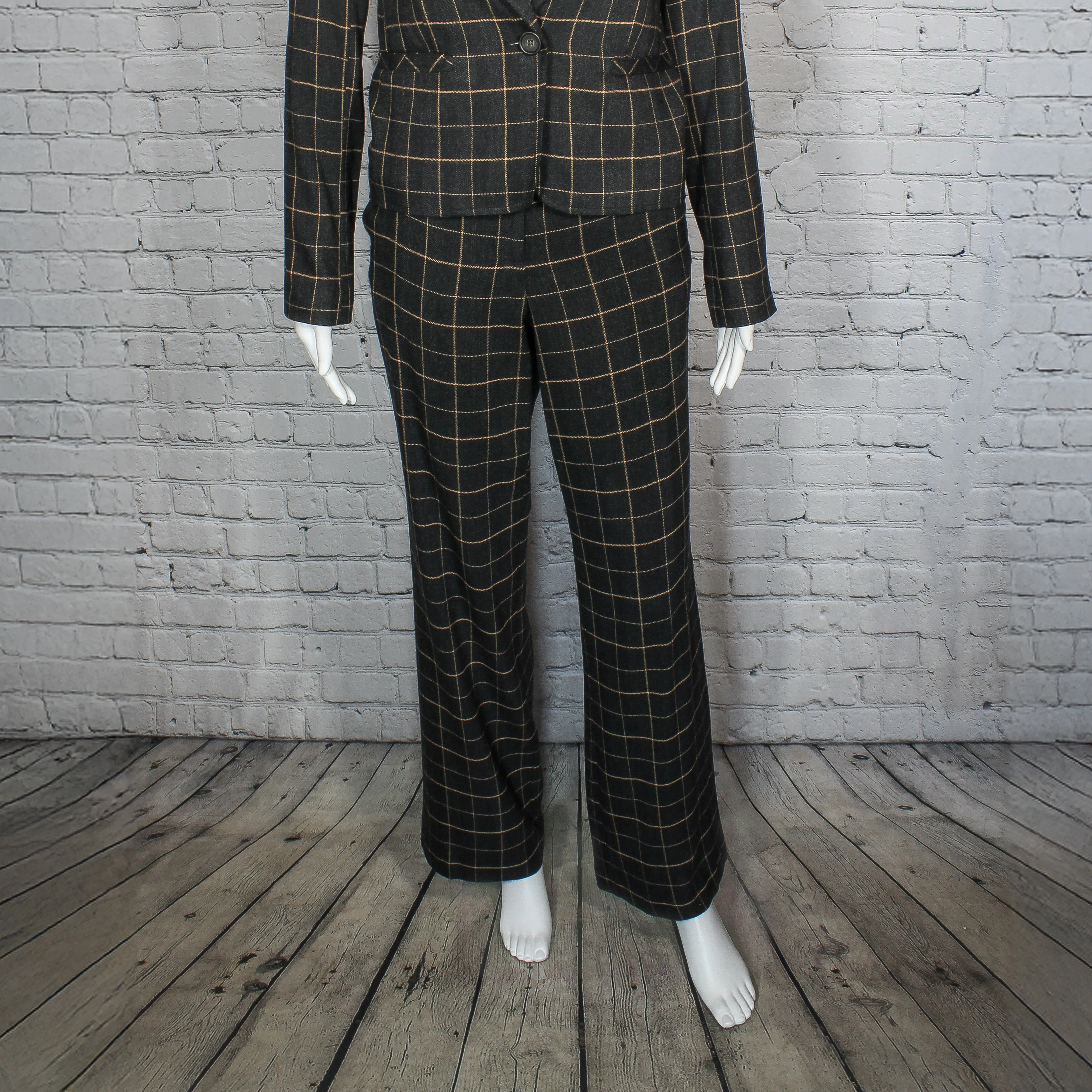 SALE! Juliette Pant in Black with Tan Windowpane Check by Drew