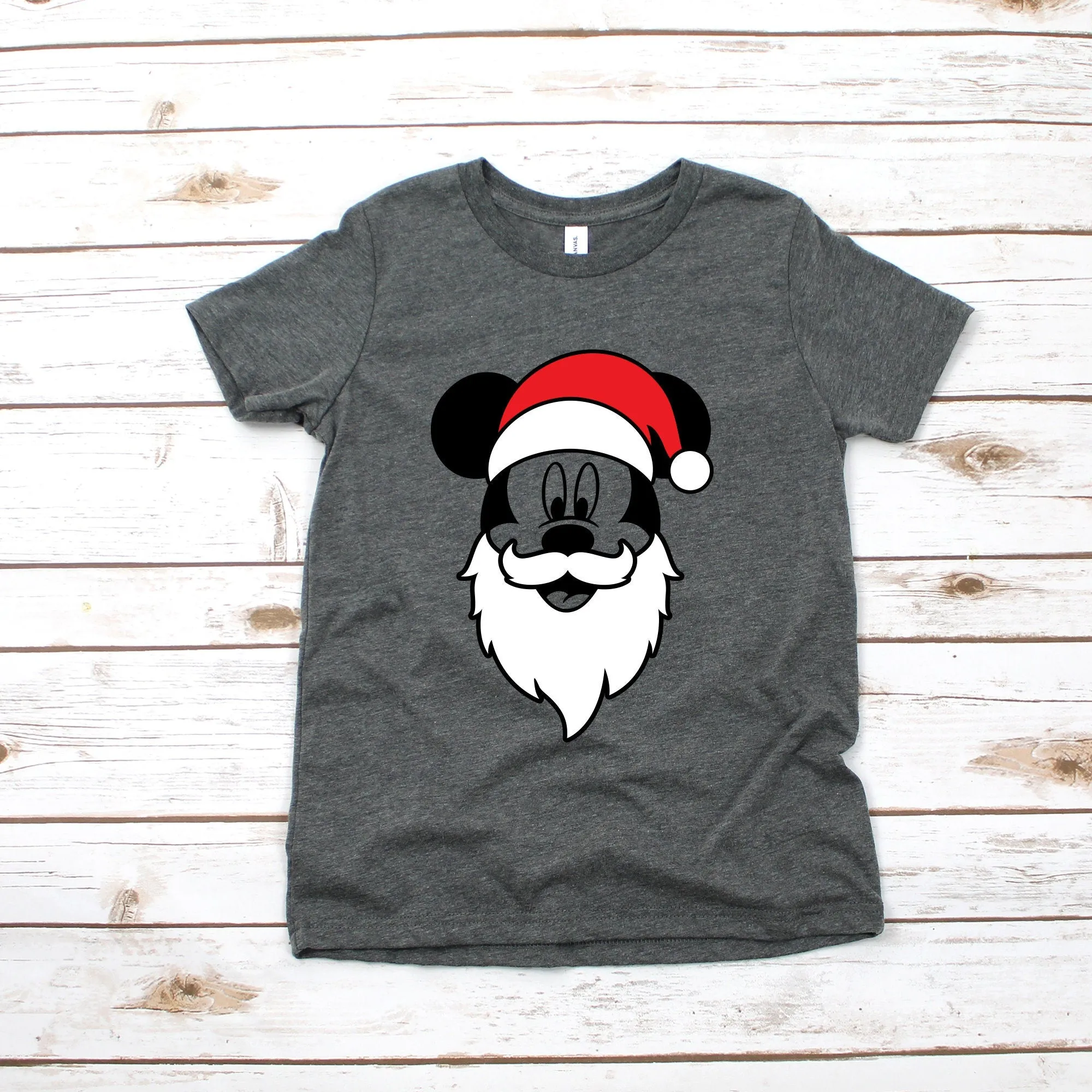Santa Mickey Mouse Shirt - Infant Toddler Youth Mickey Shirt - Disney Kids Shirts - Christmas Holiday Shirt