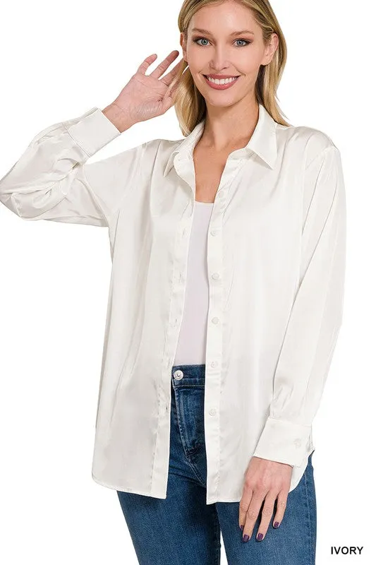 SATIN Charmeuse Button Blouse