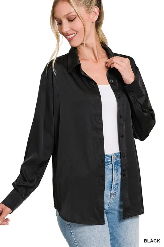 SATIN Charmeuse Button Blouse