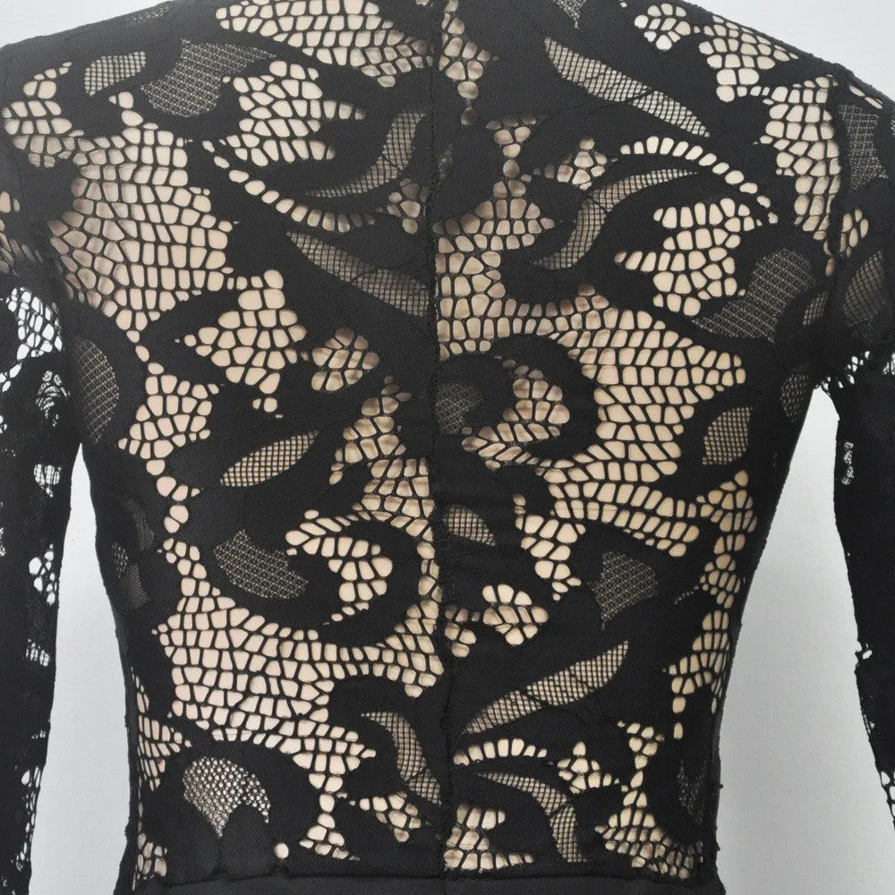 Sexy Lace Splicing Scoop Knee-length Dress