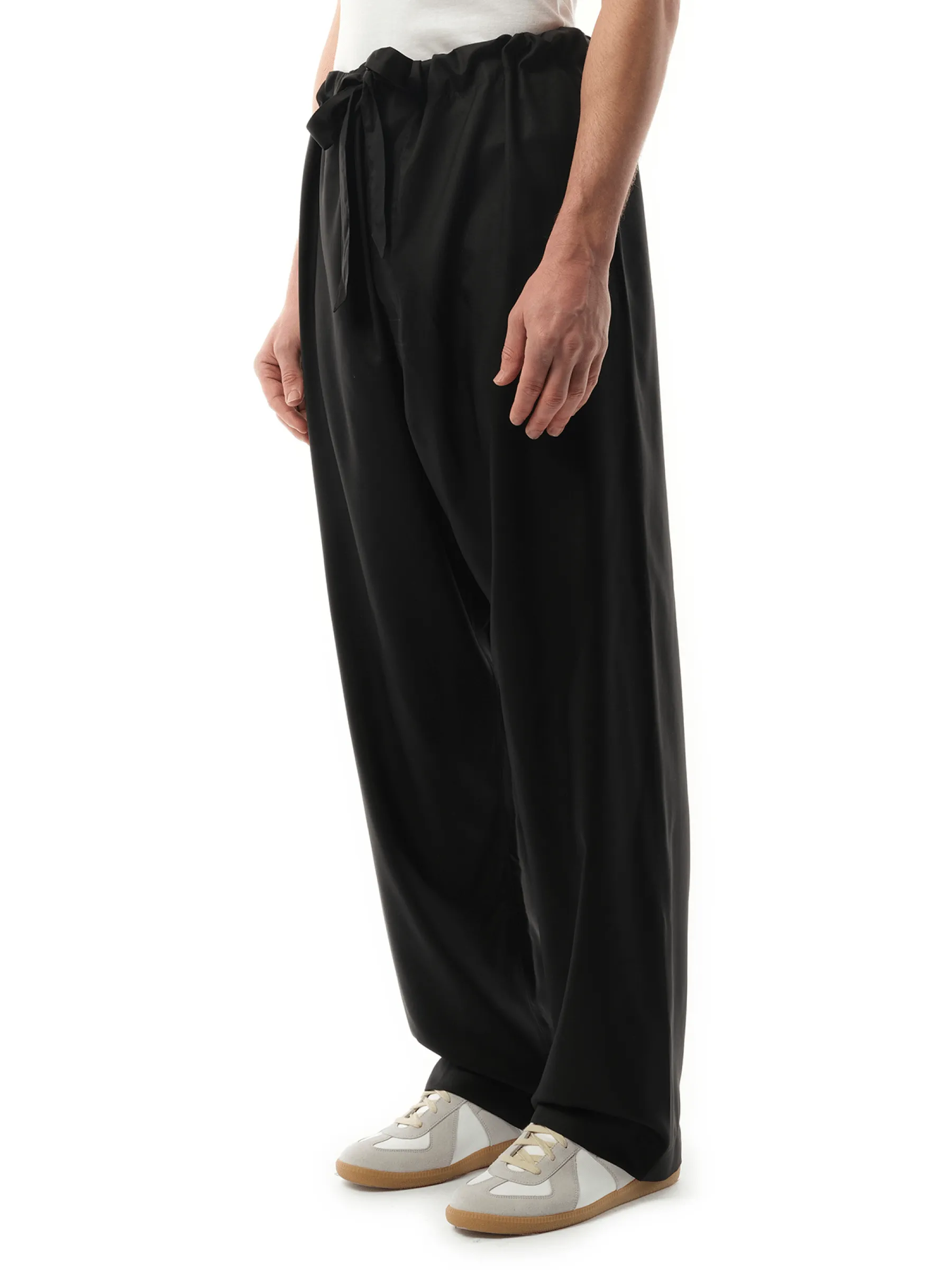 Silk Popeline Pants in Black