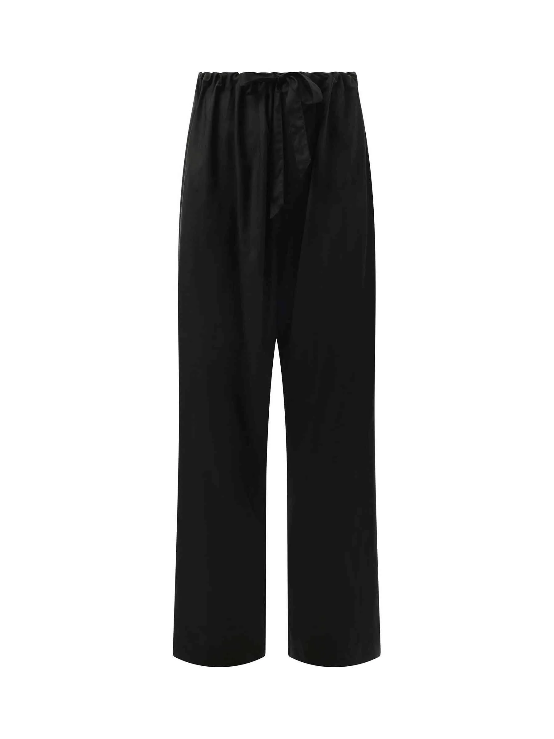 Silk Popeline Pants in Black