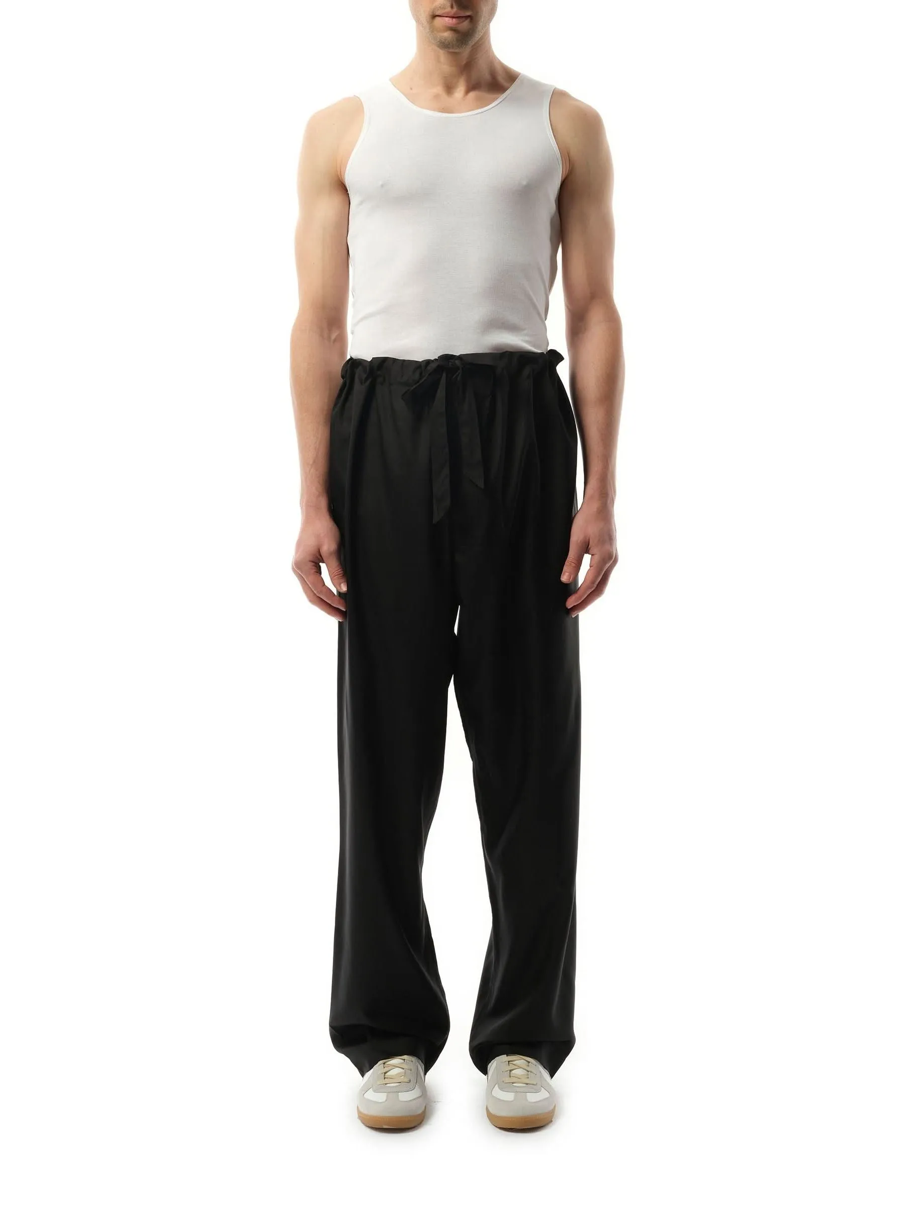 Silk Popeline Pants in Black